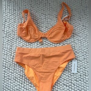 Ochre Lane Orange Ribbed Toweling Bathing Suit